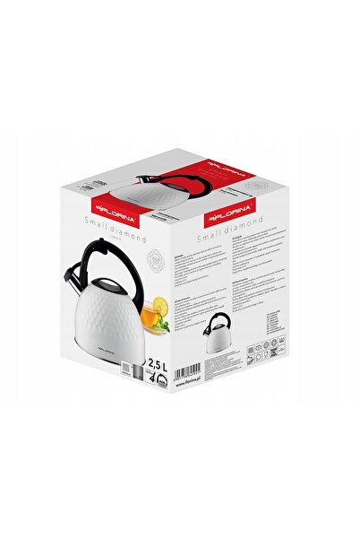 FLORINA CEAINIC TRADIȚIONAL DIN OȚEL CU FLĂCĂRĂ, INDUCTIE, 2,5L, ALB