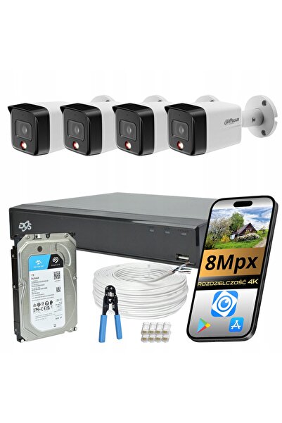 NO BRAND 8MP Dahua Cameră 4x IPC-HFW1839TC-A-IL Kit de supraveghere inteligen...