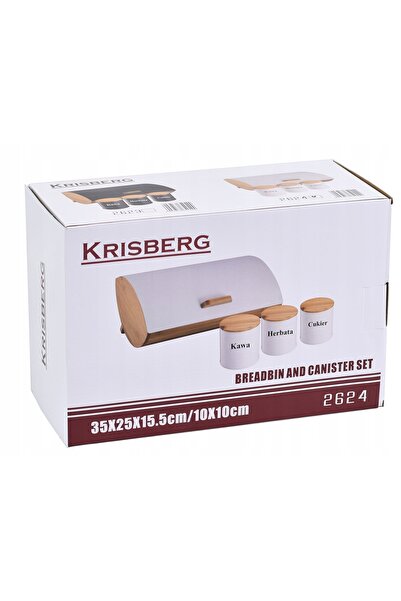 KRISBERG Set Chlebak din lemn alb