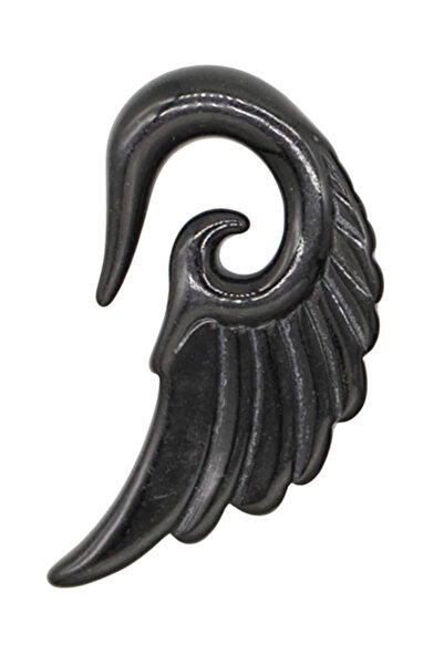 VeeShop Ear expander, aripa masiva de inspiratie maori - 8 mm, Negru