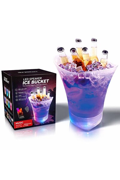 MACVI Παγοδοχείο Bluetooth 5 λίτρων με φώτα LED RGB, Φορητό Ηχείο, Διαφανές Π...