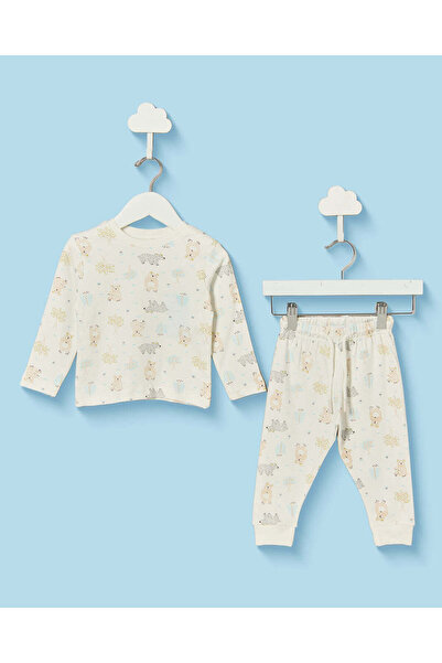 REDTAG Infant Boys Ivory Dinosaur Print 2-Piece Pyjama Set