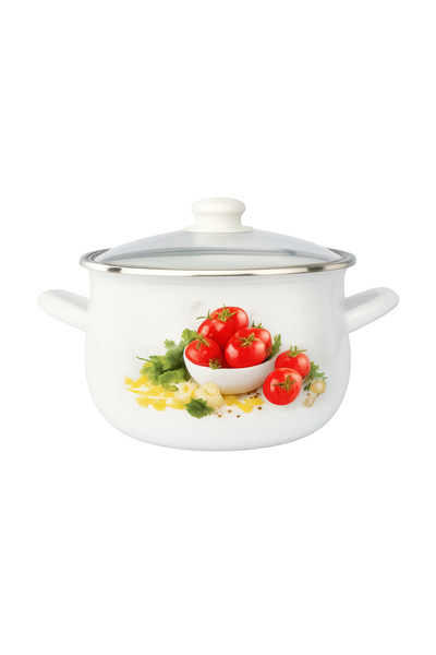 NO BRAND Oală emailată, 2.1l 16 cm, Roșii