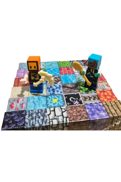 NO BRAND Cuburi magnetice pixel, MAGNET CUBES, 120 de piese, 2 figurine
