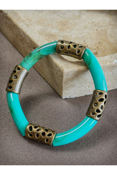 Dore Collection Bamboo Model Acrylic Resin Tube Cut Bronze Metal Detailed Uni...
