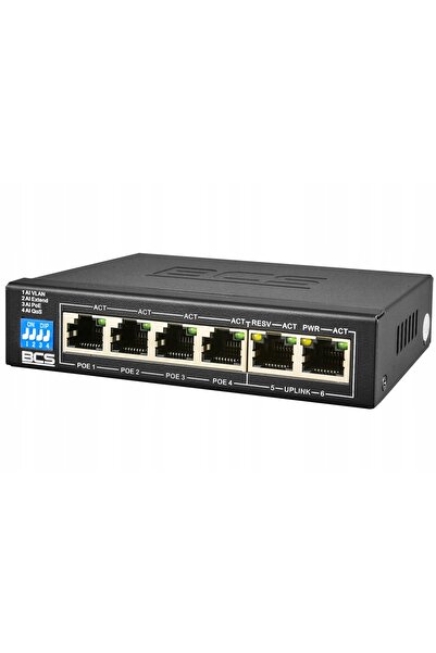 BCS Switch PoE BCS-B-SP0402 Pentru camere IP 4x PoE 2x Uplink 60W Funcție EXTEND