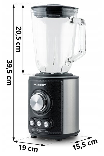 NO BRAND Blender cu vas mare din sticlă, negru, 800W, Berdsen, 1,5L
