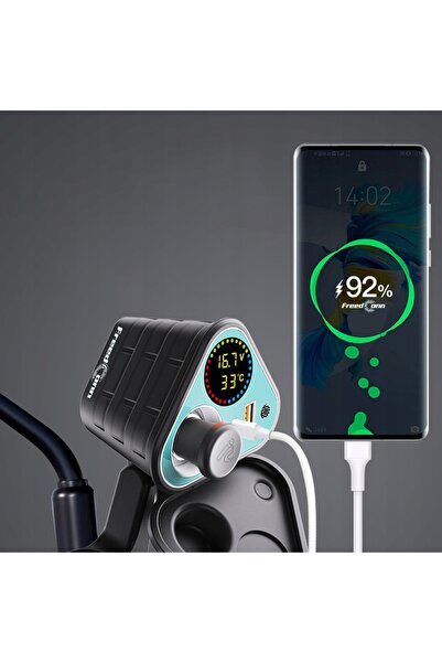 FreedConn ÎNCĂRCĂTOR MOTOCICLETĂ SCUTER MC37 VOLTMETRU PRIZĂ BRICHETĂ USB-C Q...