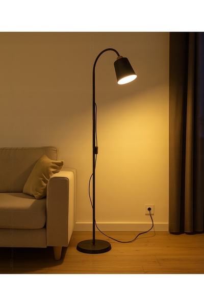 LEDtechnics Lampadar Negru Reglabil 170cm pentru LED E27 + Întrerupător