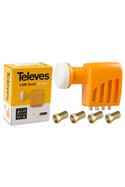 NO BRAND Convertor Satelit QUAD Televes HD 4K LNB cu 4 Ieșiri pentru Antenă S...