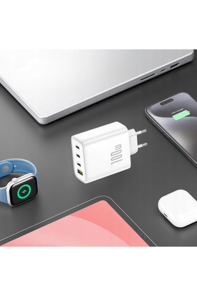 NO BRAND NOU FONENG GaN40 PD 100W 3xUSB-C + 1xUSB QC3.0 Încărcător alb