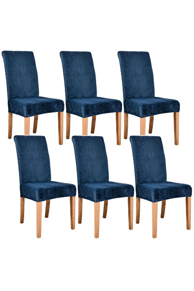 Galaxia Set 6 Huse Scaun Universale GALAXIA, Elastice, Din Catifea, Bleumarin