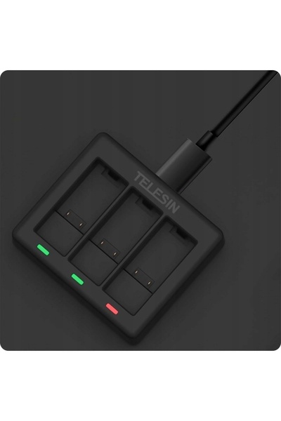 TELESIN ÎNCĂRCĂTOR PENTRU 3 BATERII PENTRU GOPRO HERO 13 SURSA DE ALIMENTARE ...