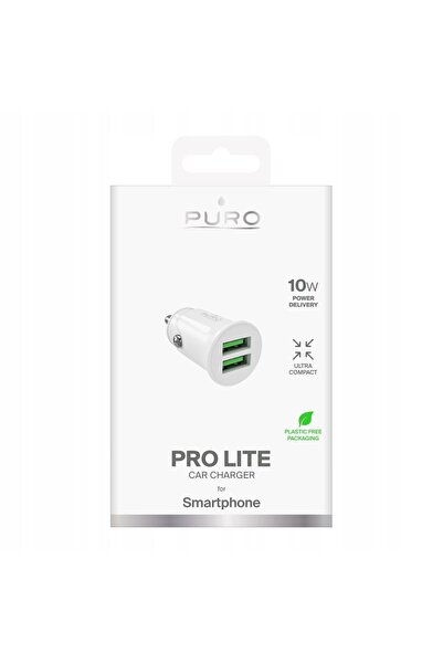 Puro Pro Lite 10W 2xUSB-A Încărcător auto - Alb