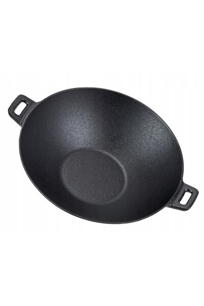KRISBERG WOK din fontă, tigaie adâncă din fontă de 31 cm cu capac, pentru ind...