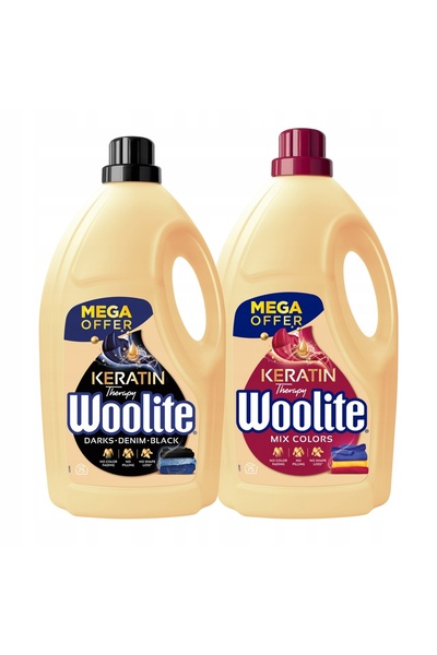 Woolite KIT MIX LICHID DE SPĂLARE NEGRU ȘI COLORAT CU KERATINĂ 2X 4.5L