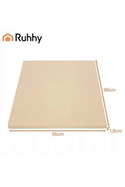 Ruhhy Piatră de pizza 38x36 cm cu spatulă de bambus 2-în-1, XXL, din cordierit