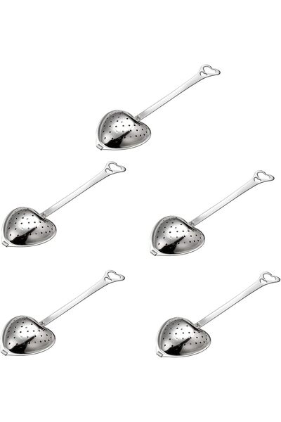 Generic 5 Pieces Heart Shaped Strainer Stainless Steel Tea Strainer Long Grip...