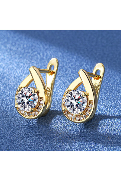 Choice gold color 925 Sterling Silver Earrings For Women Round Zircon Earring...
