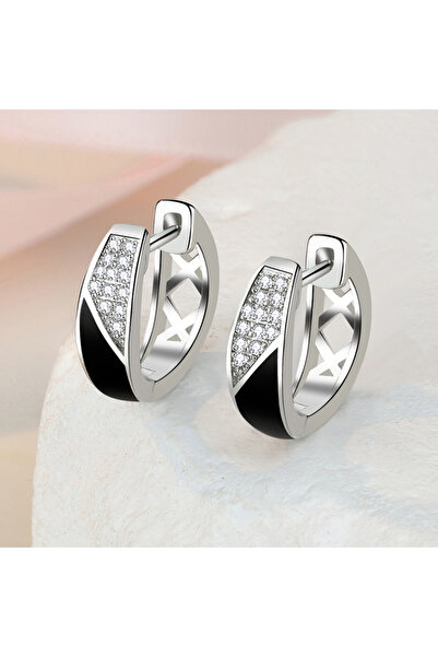 Choice silver color 925 Silver Earrings Channel Cubic Zirconia Silver Stud Ea...