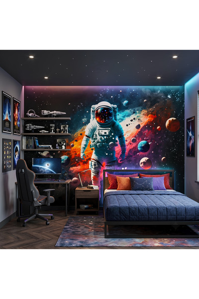 da dekoartizan Kozmik Evren ve Astronot Temalı Genç OdasıOyun Odası Duvar Kağıdı