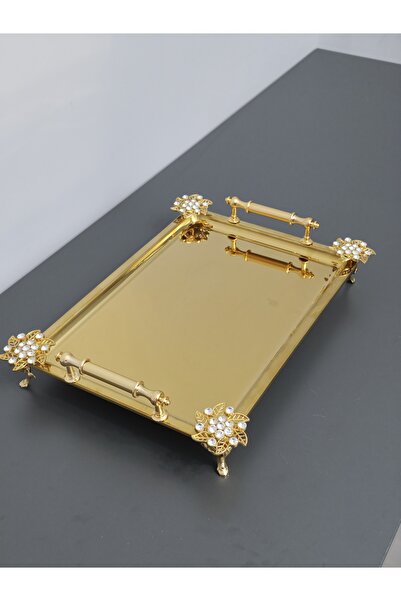 PARILTI HOME COLLECTİON Figured, Metal-Handled, Stainless Steel Rectangular T...