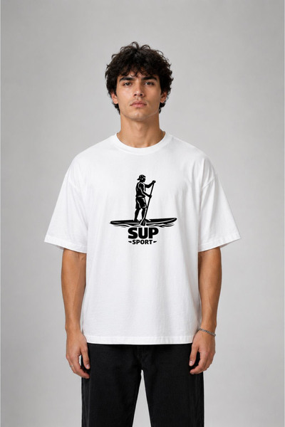 cesita Sup Paddle Board Printed Cotton White T-Shirt T-Shirt