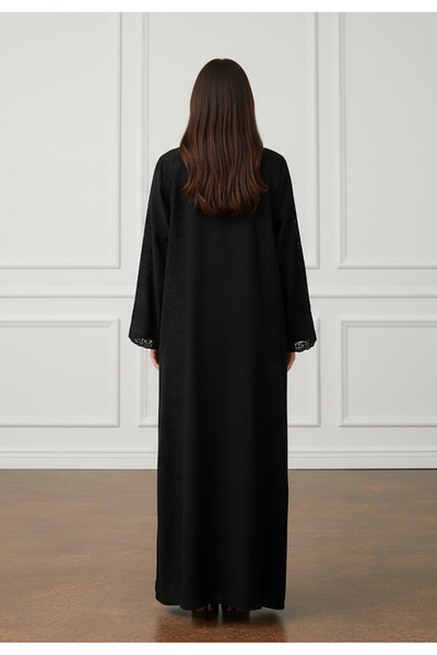 Nukhbaa Braided Accent Abaya|Nida Fabric