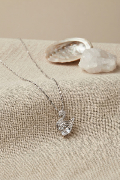 OGHAMAY 316L Steel Chain Silver Color Swan Model Women's Necklace
