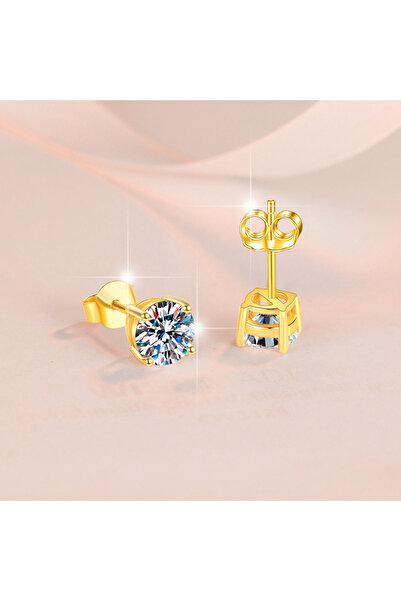 Choice9 8mm gold color 4/5/6/7/8MM Moissanite Earring 925 Sterling Silver Pla...