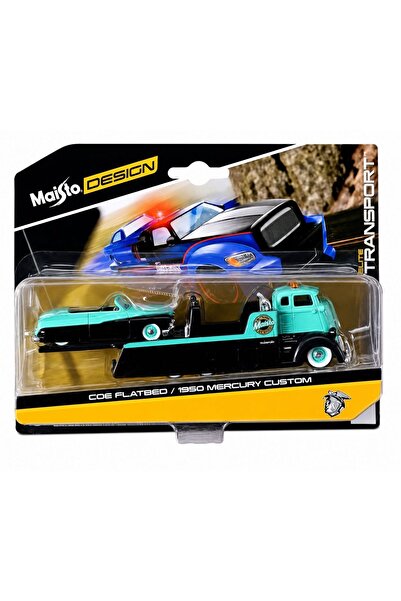 Maisto Set de transport Design Elite, camion cu platformă Coe și mașină Mercu...