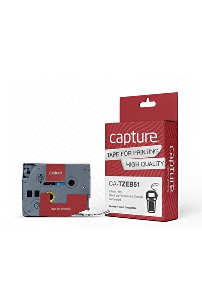 CAPTURE Bandă de marcare 24mm x 8m, Negru pe Portocaliu Fluorescent, CA-TZEB51
