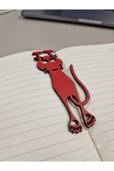 Mu Art Ahşap 10 Pieces Wooden Cute Cat Bookmark Red Color 3 mm Mdf Laser Cut ...
