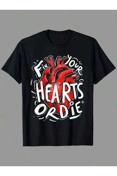 NOURAM Men's Hearts Die Red Heart Cool Graphic Tee, Soft Breathable Short Sle...