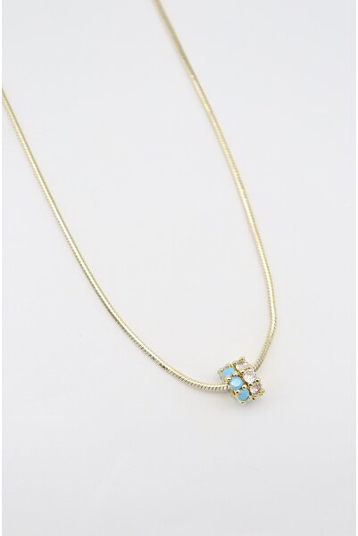 Bade Jewelry قلادة أنيقة من الفولاذ المقاوم للصدأ مرصعة بالزركون واللون الأزر...