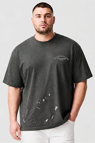 Good For Nothing Men Crew Neck Short Sleeve Embroidered Logo T-Shirt, Grey