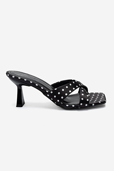Lizzu Women's Cross-Strapped Polka Dot Heeled Slippers Lorena