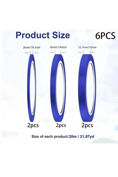 Choice1 6 3 Rolls of Blue 3 Rolls of Blue Tape, 3/6/12 mm Wide Masking Tape, ...