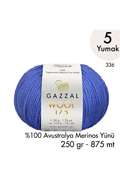 Gazzal Wool 175 336 - Premium %100 Avustralya Merinos Yünü - 5 Yumak