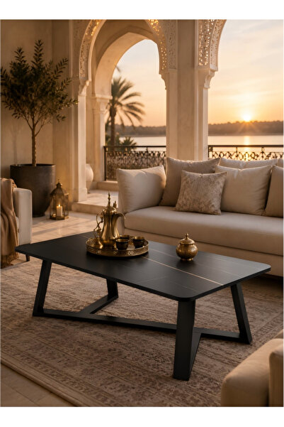 Generica Modern Black Coffee Table for Living Room, 120×60×43cm Large Size, F...