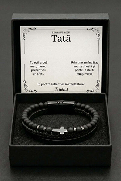 The Jewel Heart Brățară din Piele pentru Bărbați, cu Mesaj Personalizat, Cado...