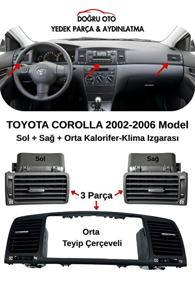 DOĞRU TİCARET AUTO PARTS طقم شبكة تهوية مكيف الهواء الأمامي لتويوتا كورولا 3 قطع