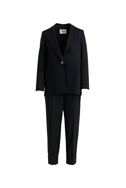 GİZİA Tek Düğmeli Siyah Blazer Takım