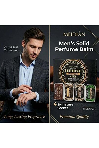 MEIDIAN Solid Cologne for Men 4 Piece Variety Pack, Premium Solid Perfume Bal...