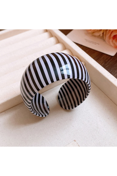 Choice1 Style3 Creative Design Acrylic Striped Wide Opening Bangles for Womne...