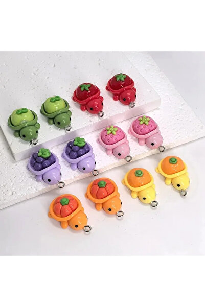Choice 10pcs mix 10Pcs Kawaii Cartoon Fruit Turtle Charms 3D Resin Grape Pump...
