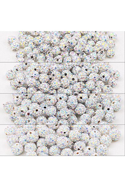 Choice8 8mm 60pcs White AB 4-10mm Shambhala Beads in White AB Color Handmade ...