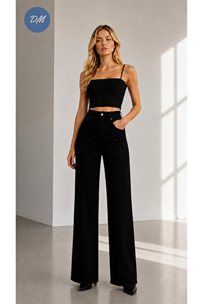 Premium Örme Kumaş Likralı Palazzo Pantolon – Yüksek Bel Rahat Kalıp