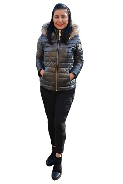 OEM Jacheta casual Pamy,model sidefat ,nuanta de gri inchis
