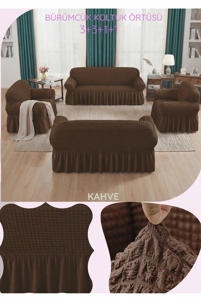 Uy Style Bürümcük Elastic Sofa Cover Set 3+3+1+1